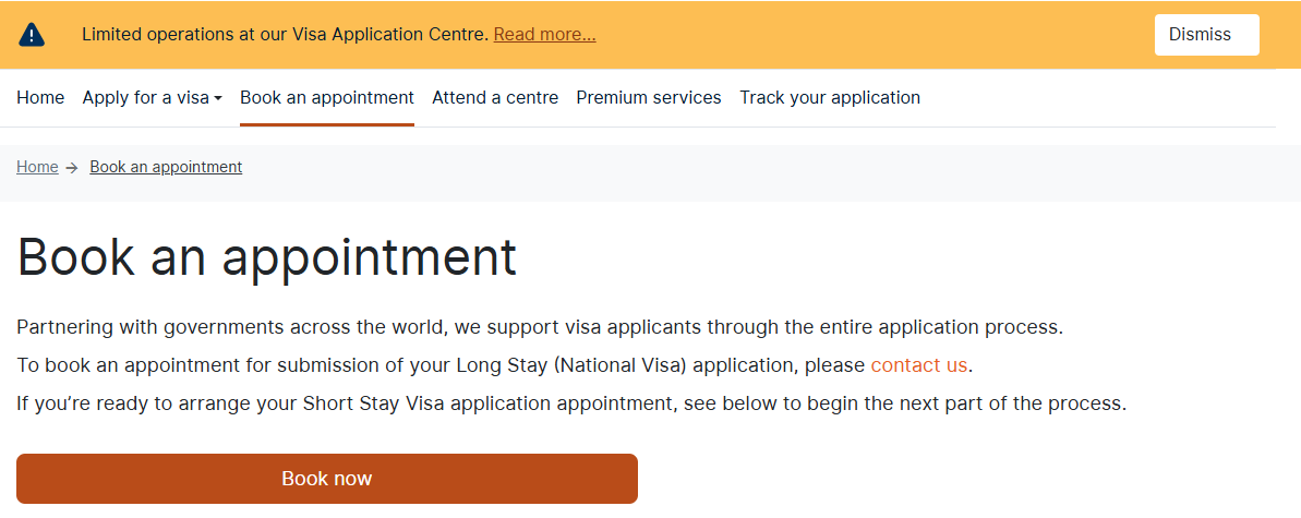Book the Slovenia visa appointment through VFS Global