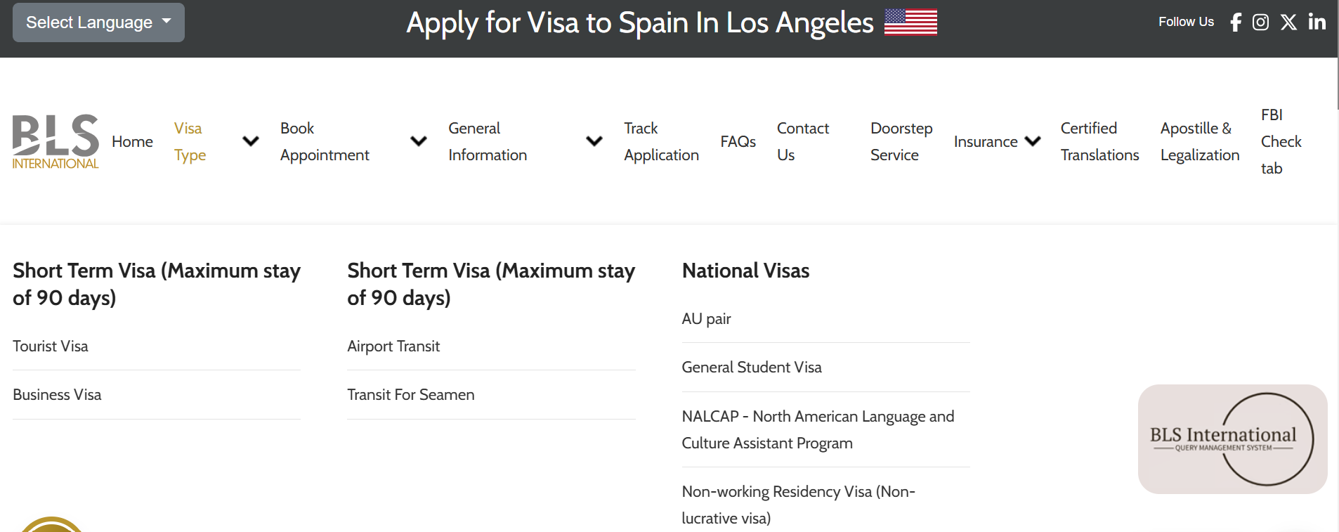 Identify the visa type