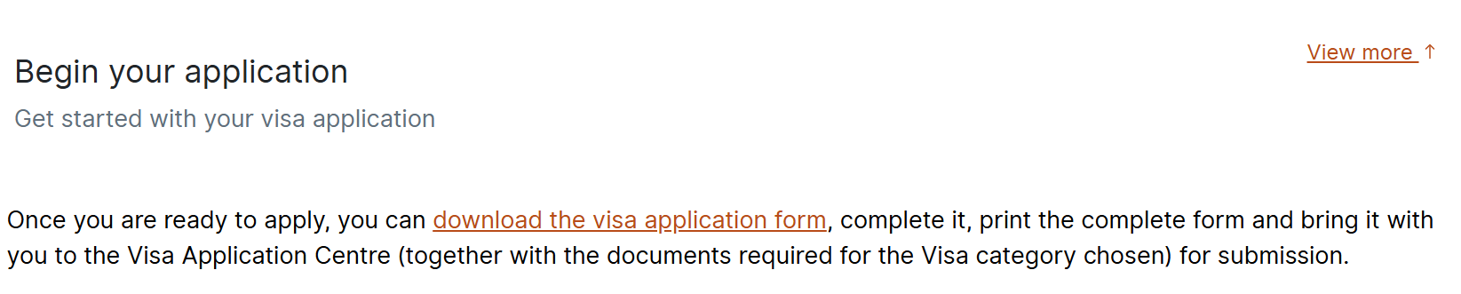 Begin the process by completing the visa application form
