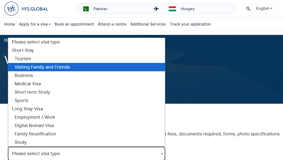 Determine the visa type