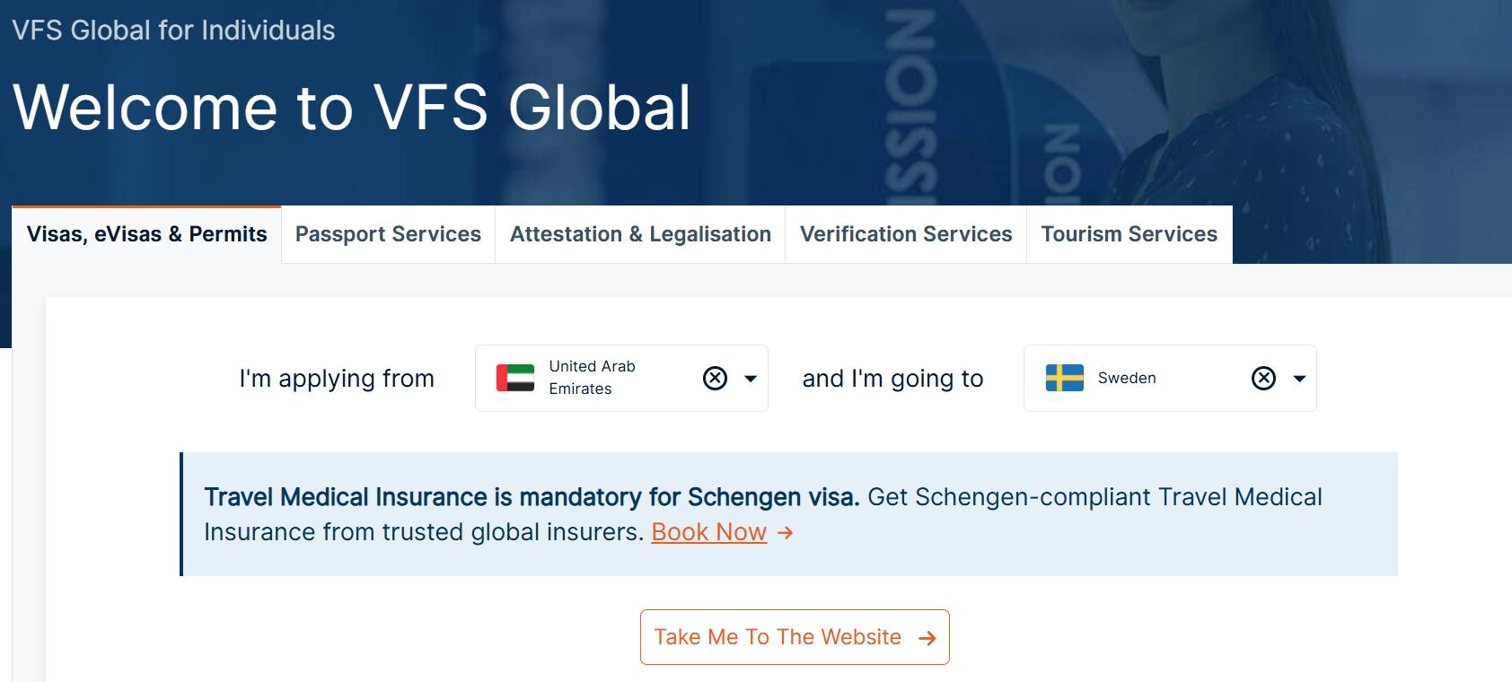 Select the home and destination countries