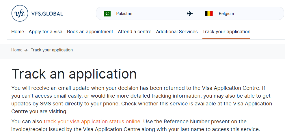 Track your Belgian visa application