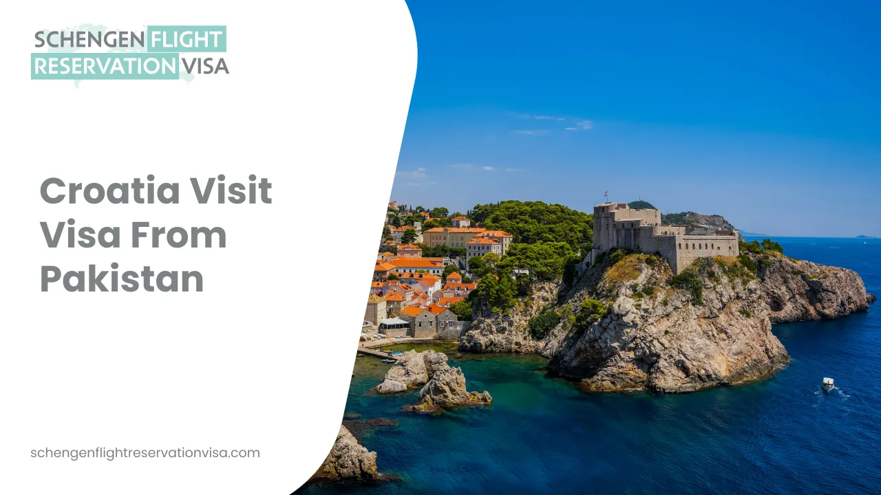 A coastal landscape shows the historic Dubrovnik city walls in Croatia, with a large stone fortress built directly onto a rocky cliff overlooking the deep blue Adriatic Sea. The scene features orange-roofed buildings nestled along the shoreline under a clear sky. The left side of the image contains a white graphic overlay with the text