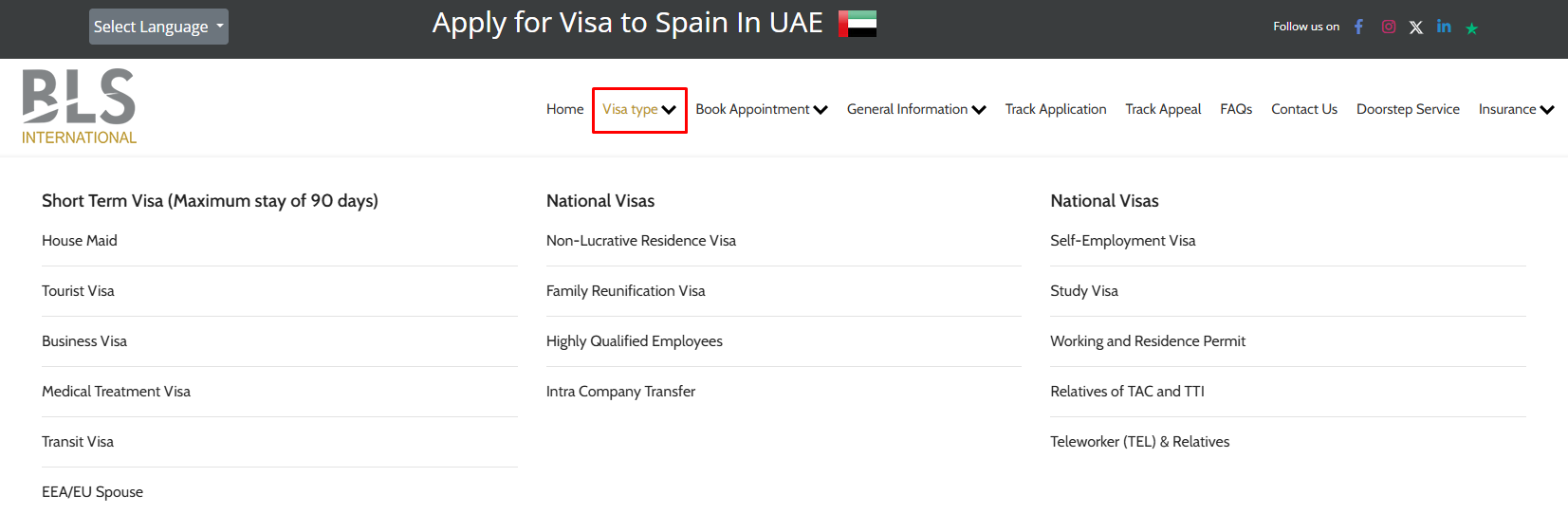 Identify the visa type