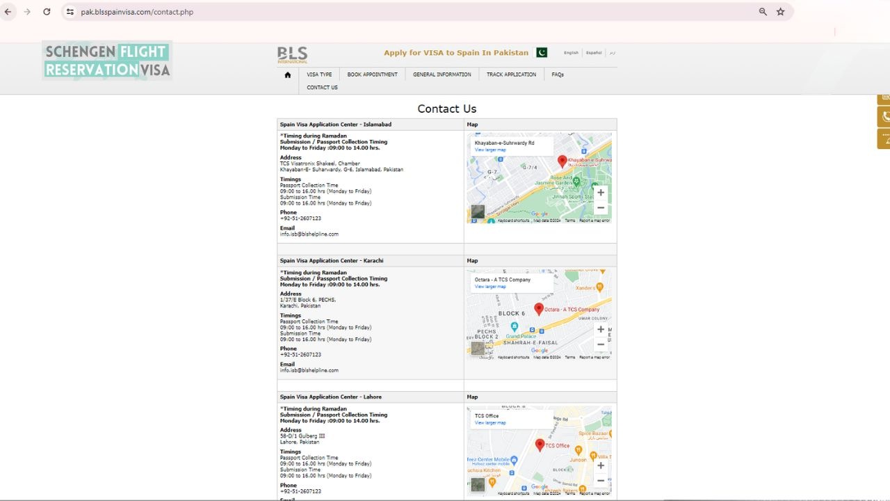 locations of visa center