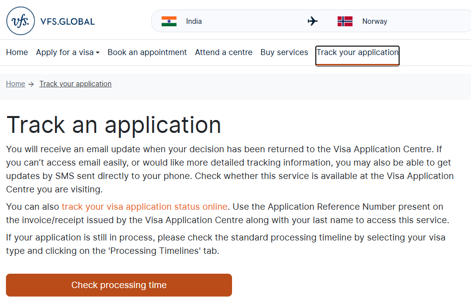 Track your application through online tracker