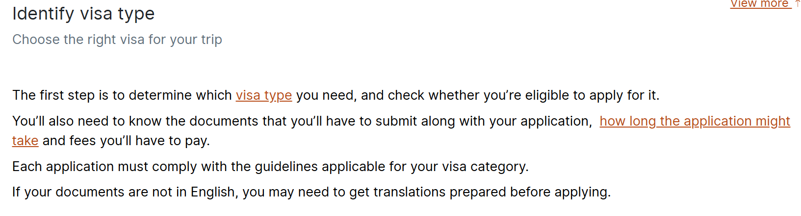 Identify the visa type