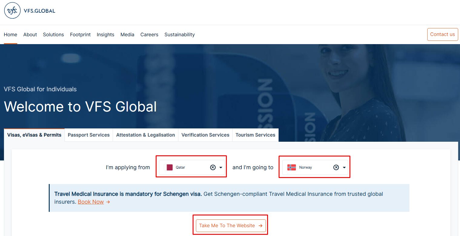 Select the home and destination countries