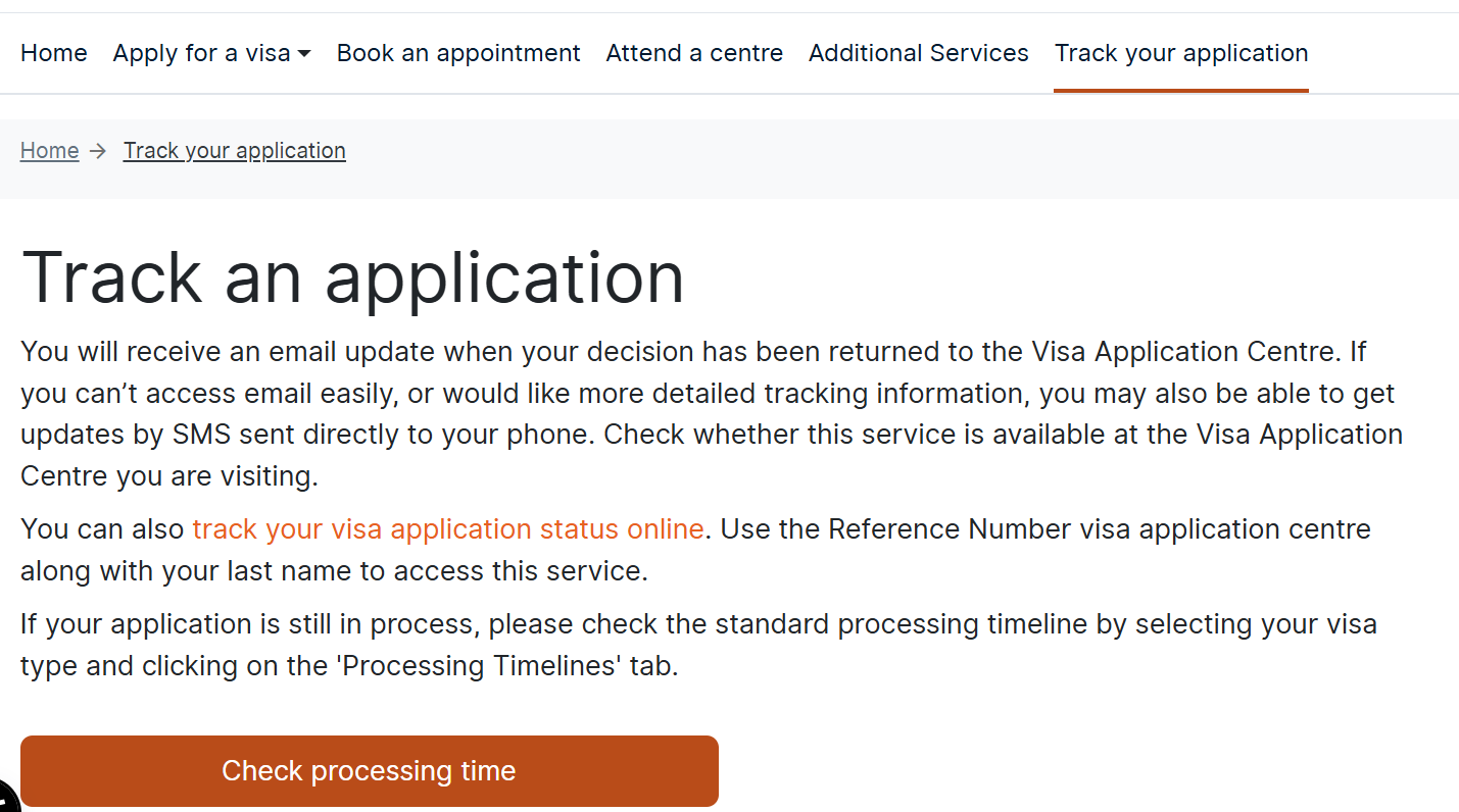 Track the application status online