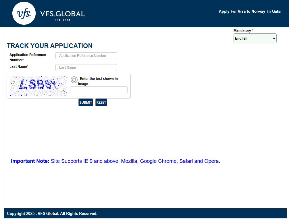 Track your Norway visa application