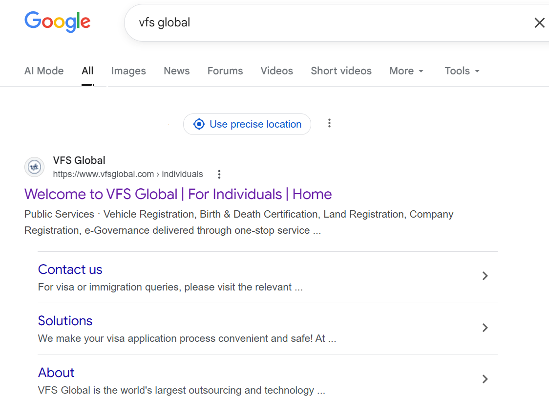 visit the VFS Global website