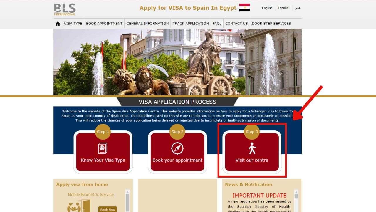Visiting the visa application center