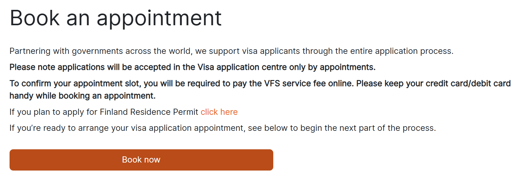 Schedule an appointment through VFS Global