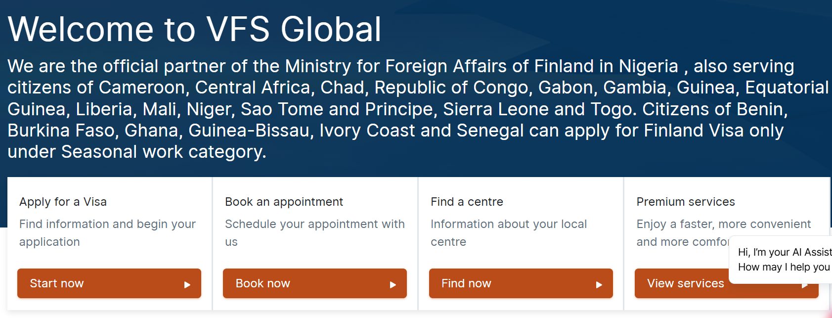 Start the visa application process