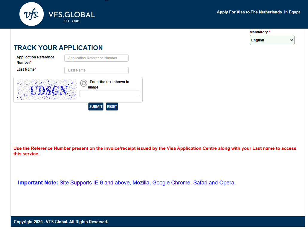 Track your visa application