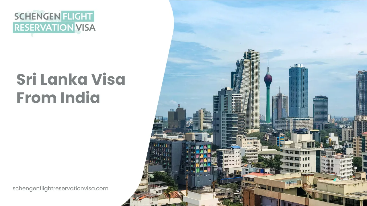 Sri Lanka visa from India guide featuring Colombo city skyline with modern buildings and Lotus Tower, ideal for Indian travelers applying for Sri Lanka tourist or business visa.