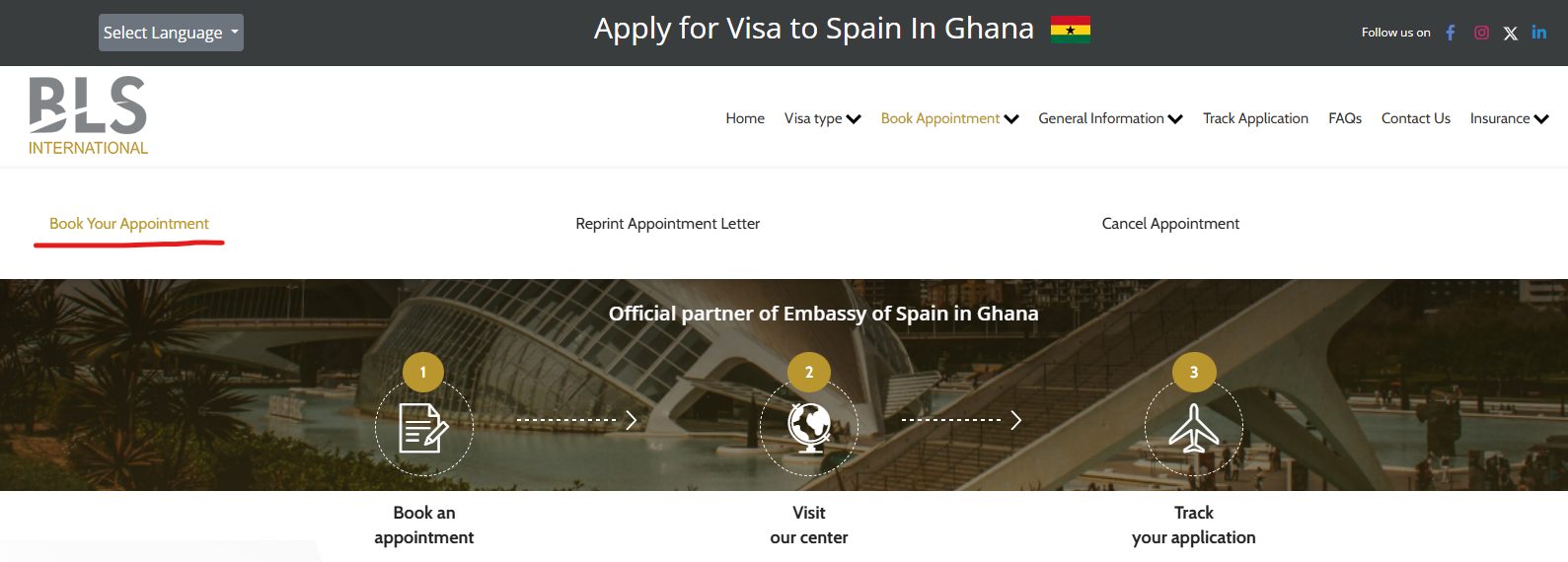 Book an appointment with the Spanish visa officials