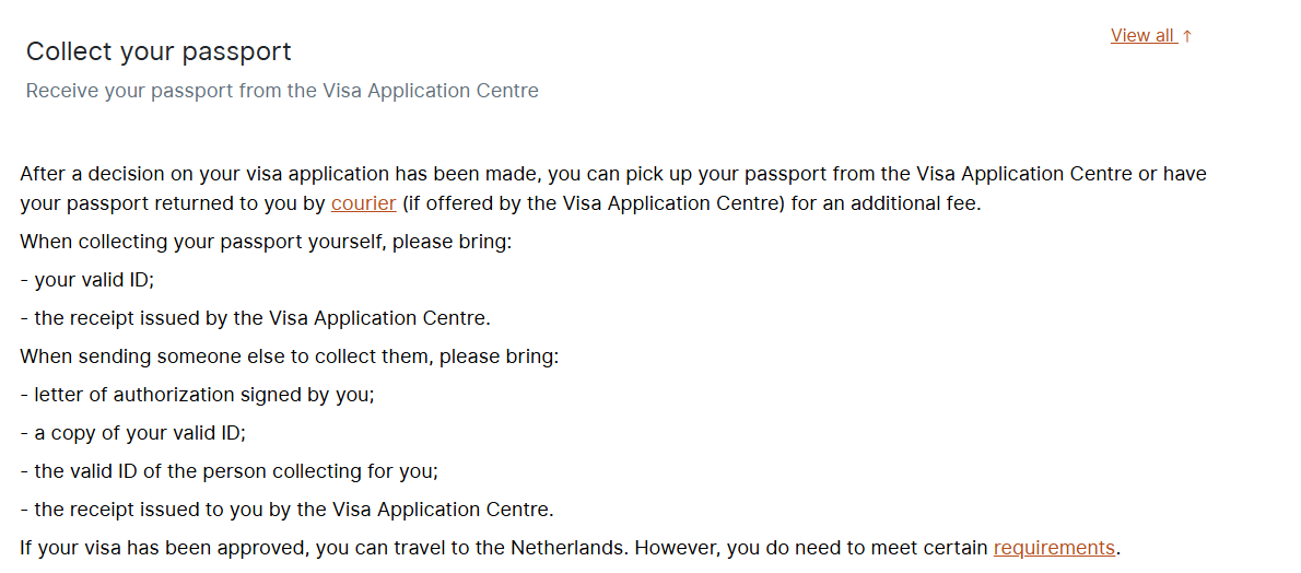 Collect your passport from the same center