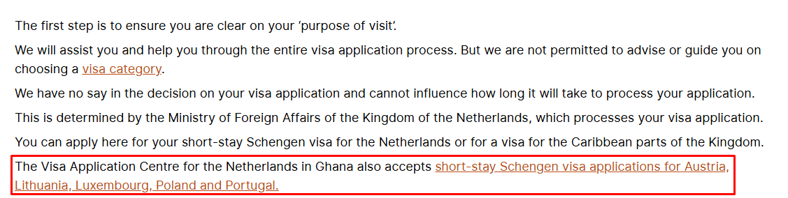 Determine the visa application facility