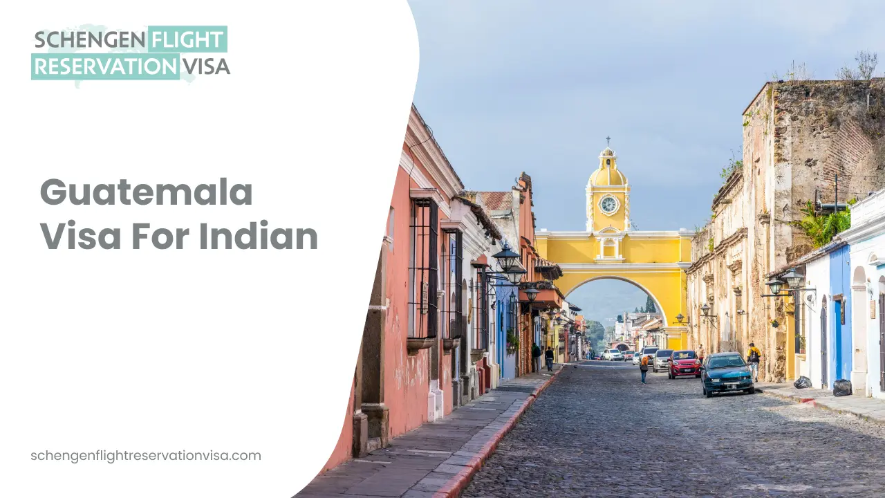 Guatemala visa for Indian citizens – colonial street view of Antigua Guatemala with the iconic Santa Catalina Arch, used for travel and visa information.