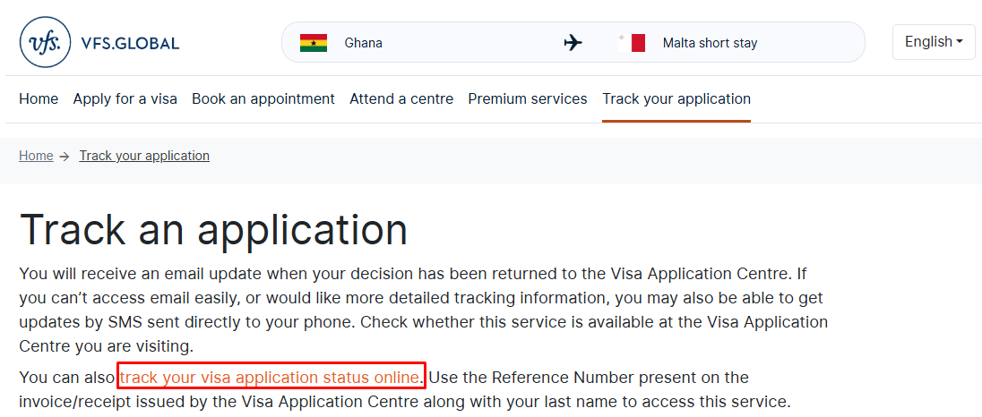 Track your application online