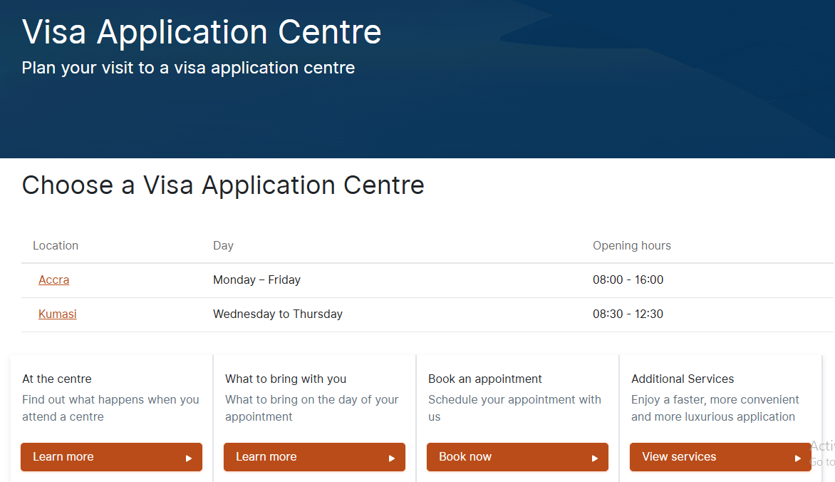Visit the visa application center