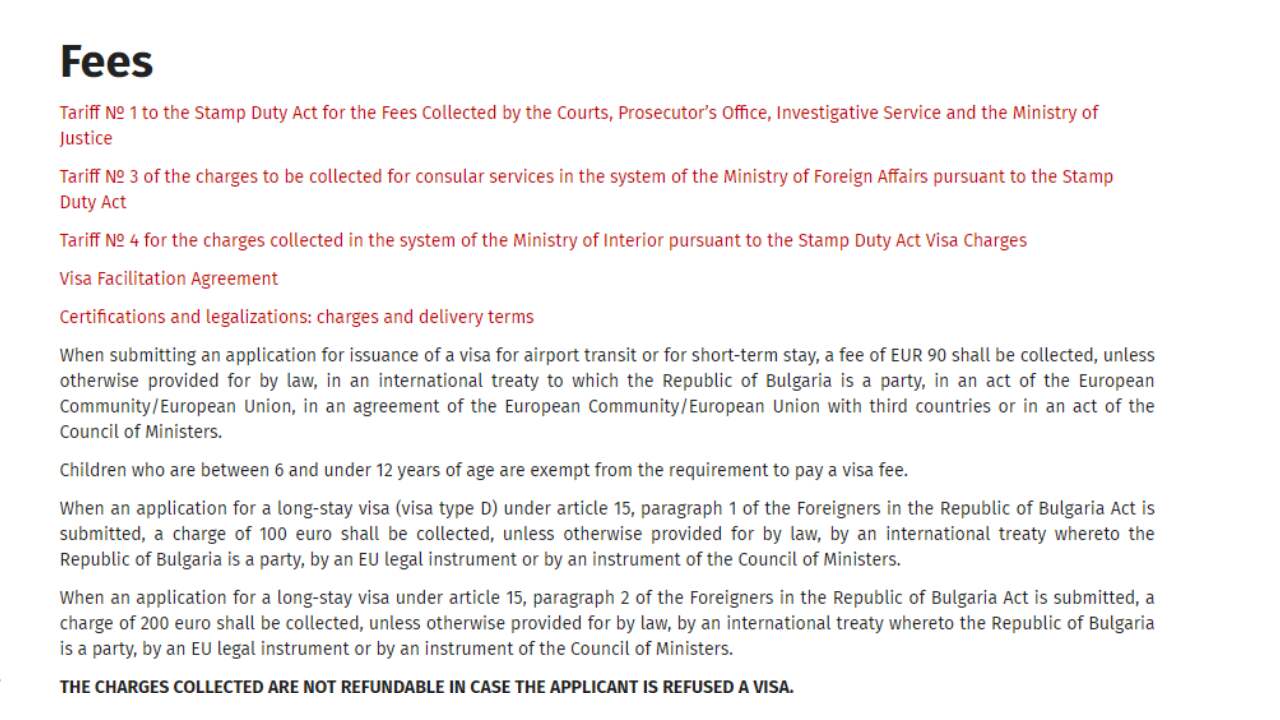 Bulgaria visa from Ghana fess