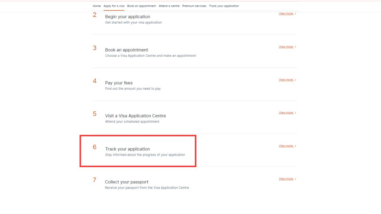 Track your application VFS