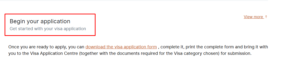 Start your visa application process