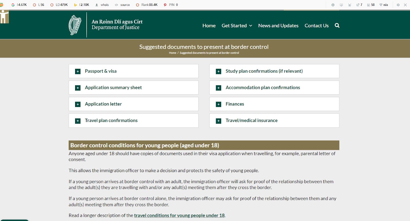 conditions to transit through the border of Ireland