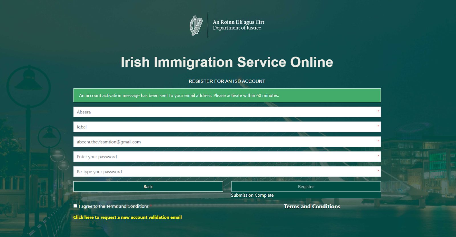 register to create an account