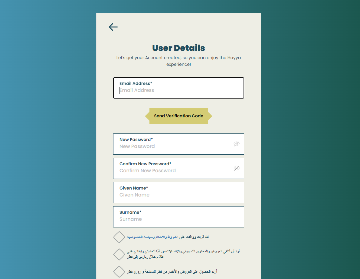 to register your account on the eVisa portal
