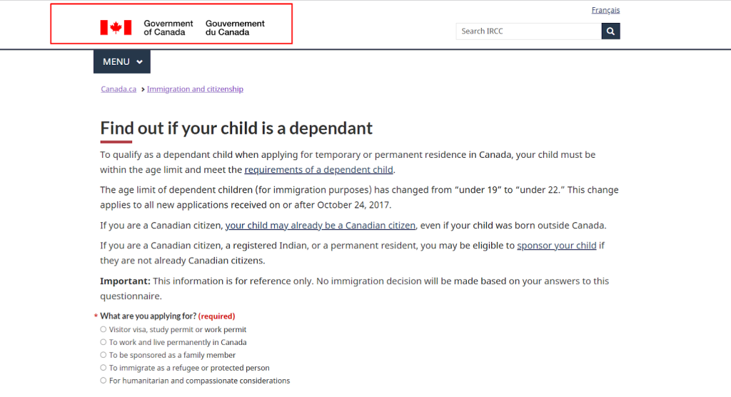 children must specify as dependent