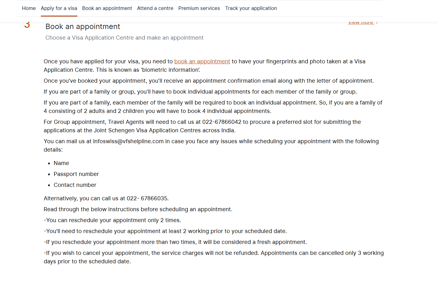 Instruction about appointment booking