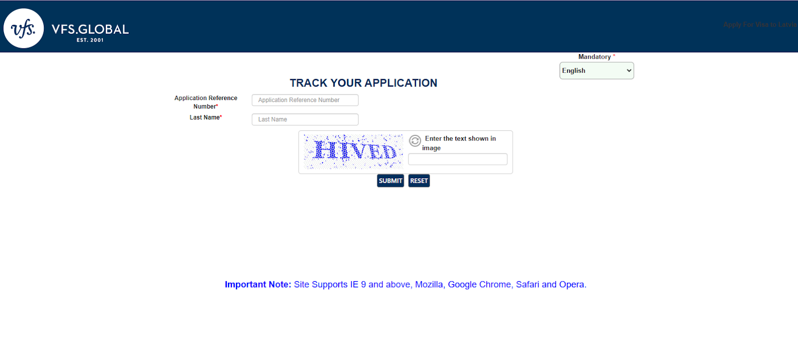 Track a Latvia Schengen Visa Application