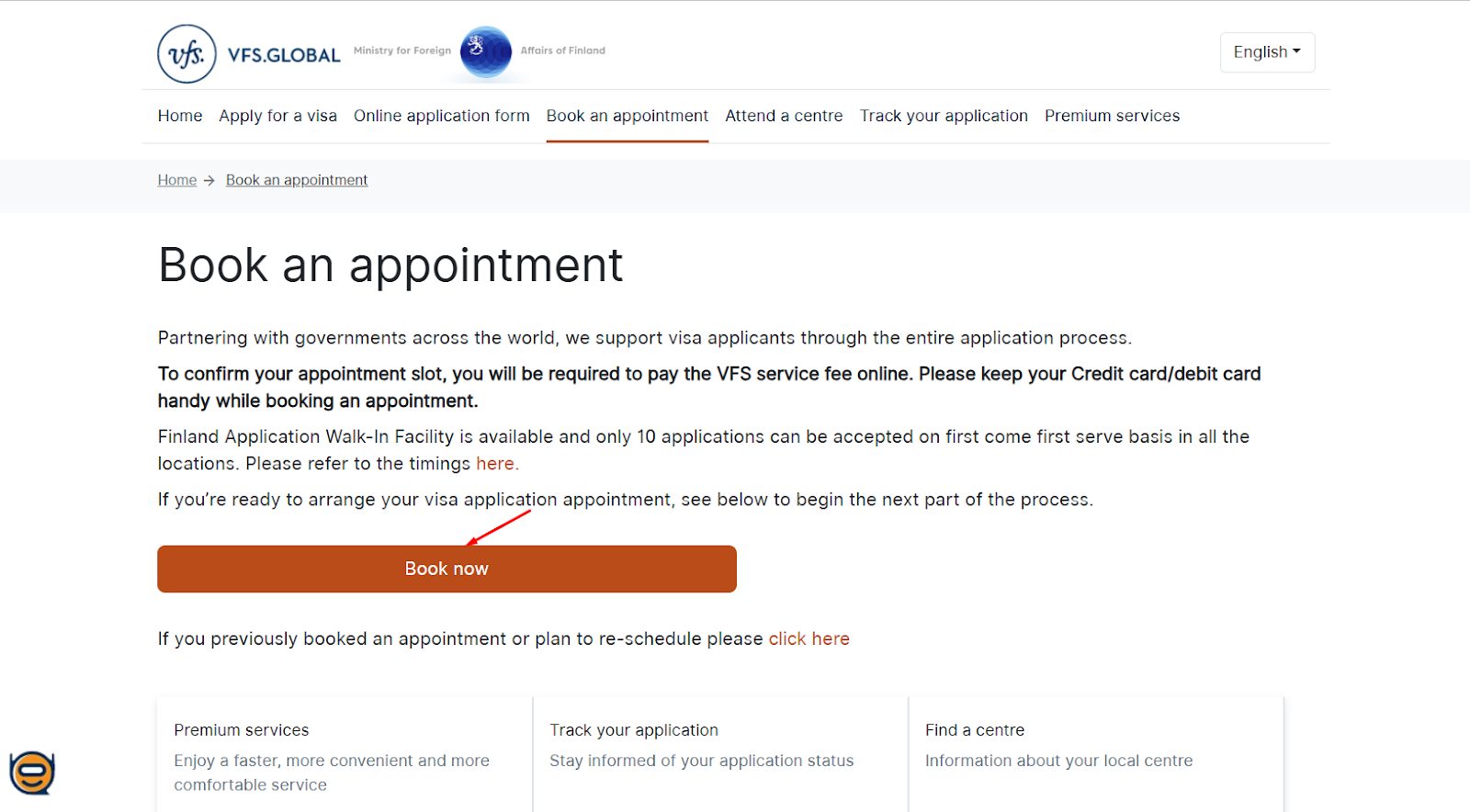 Sheduled the appointment for Finland visa