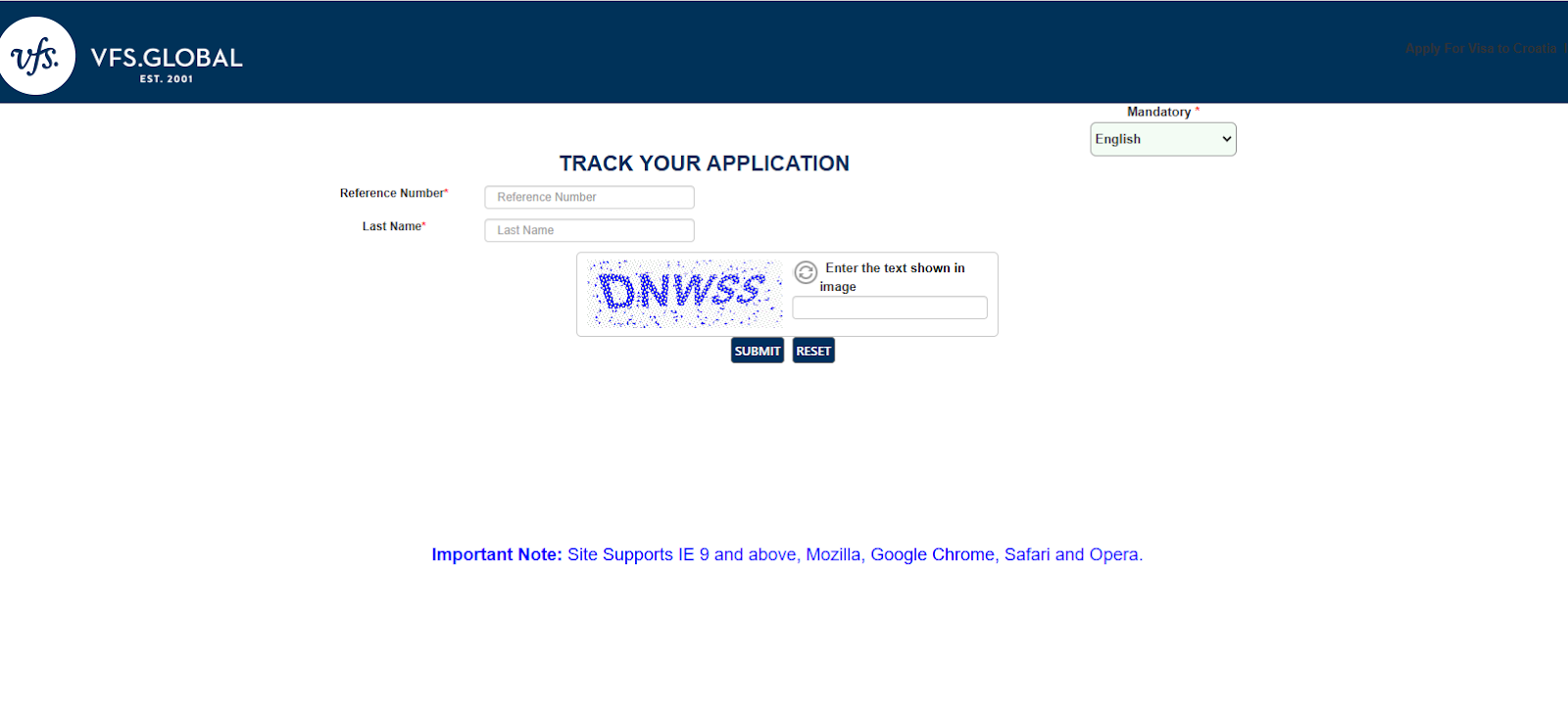Track Visa Application