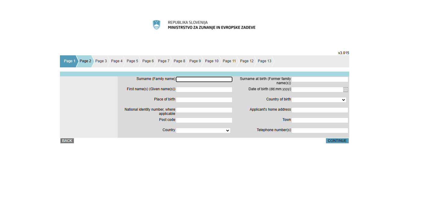 fill out the application form pages