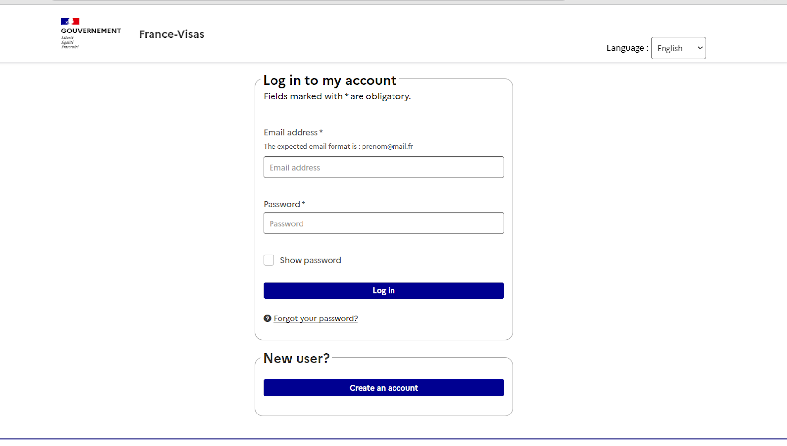 log in to the account