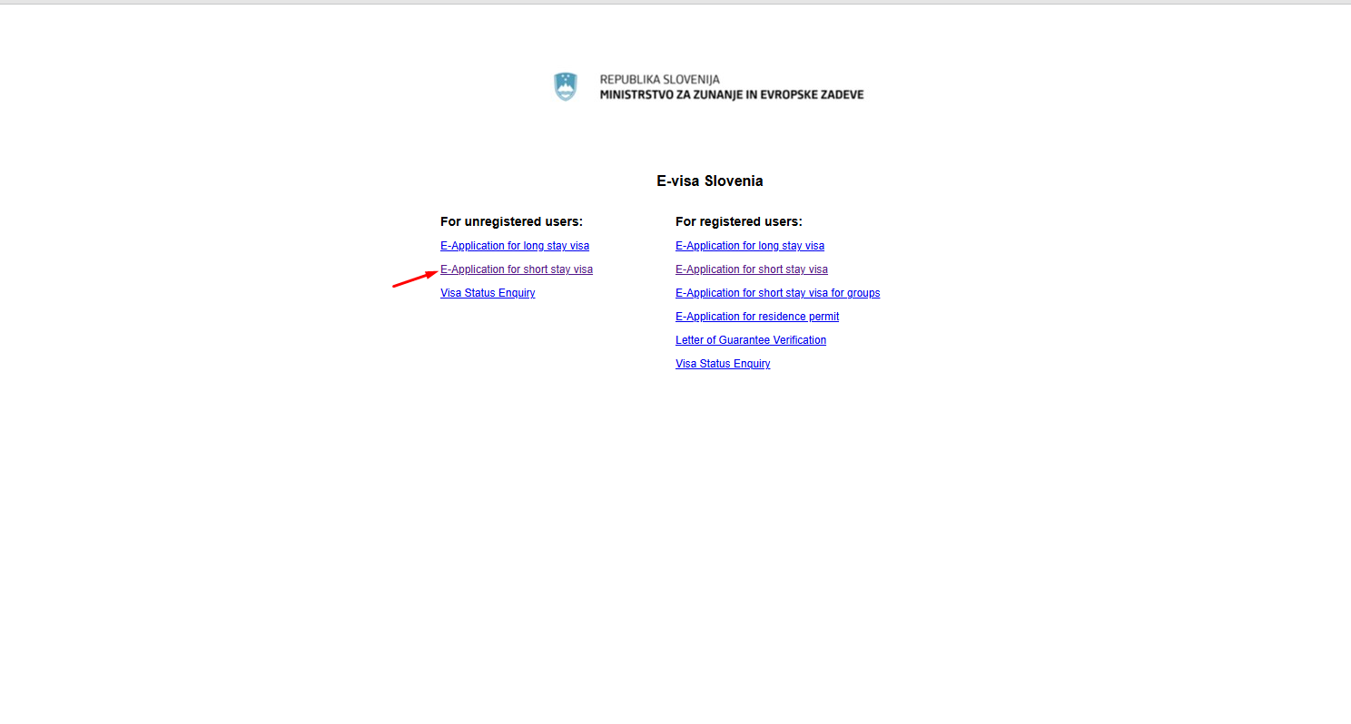 unregistered user applying for a short-term visa