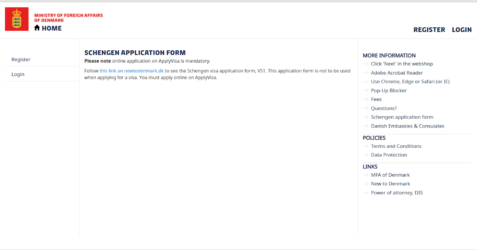 visa application form