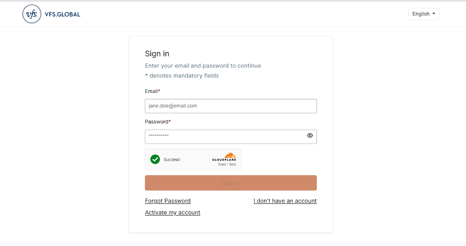 Create VFS account