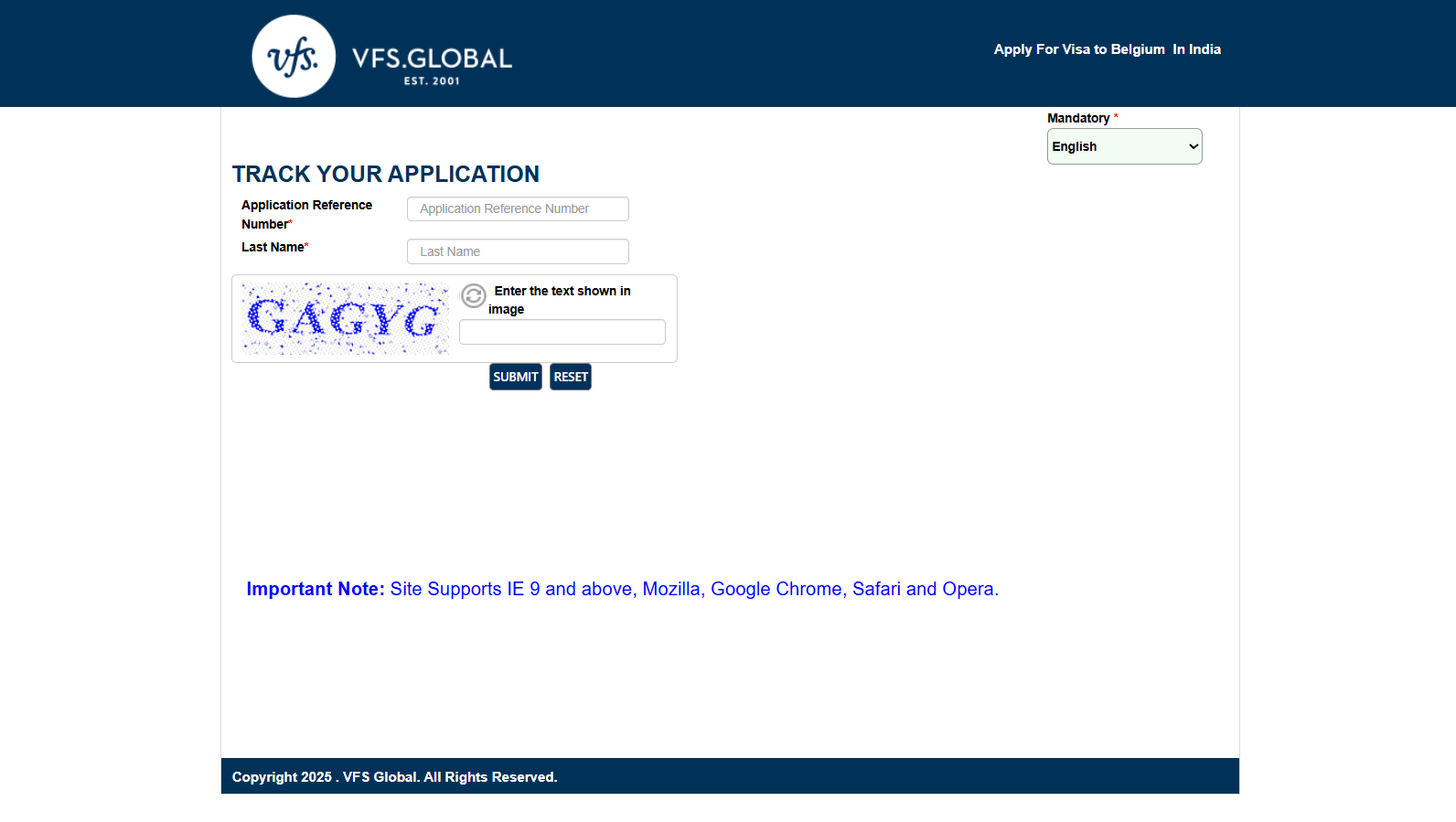 Track visa application