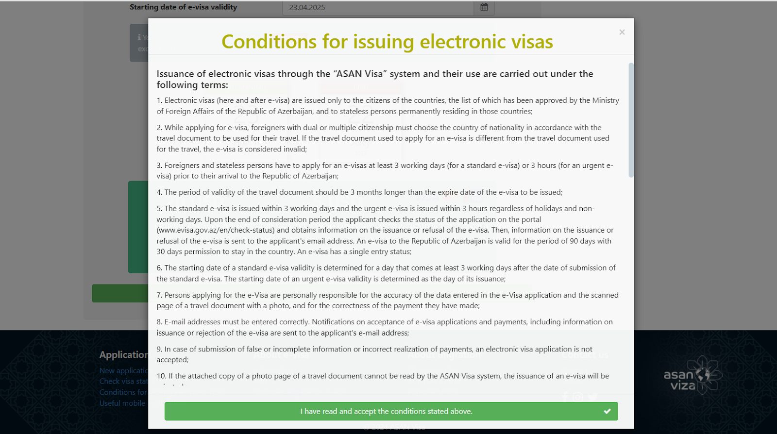 Read all the terms and conditions
