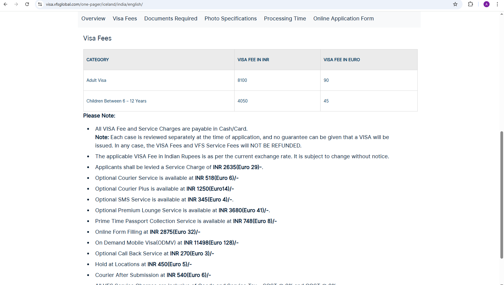 Schengen (Short-Stay – Type C) Visa Fees