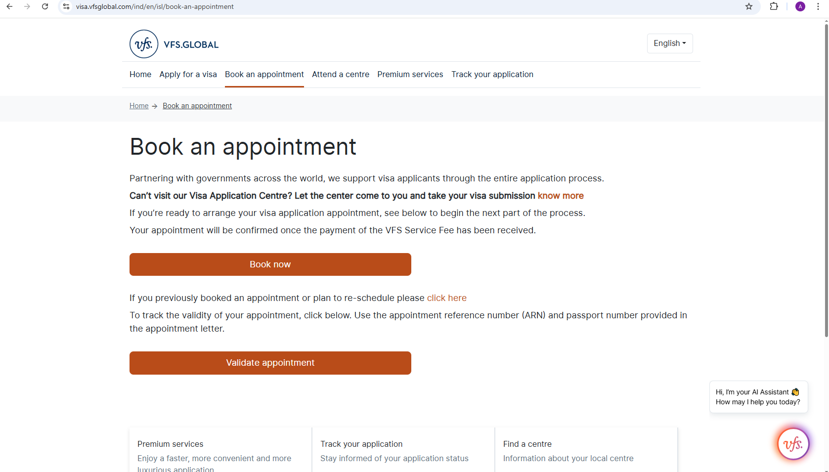 Specify a date and time slot based on your availability